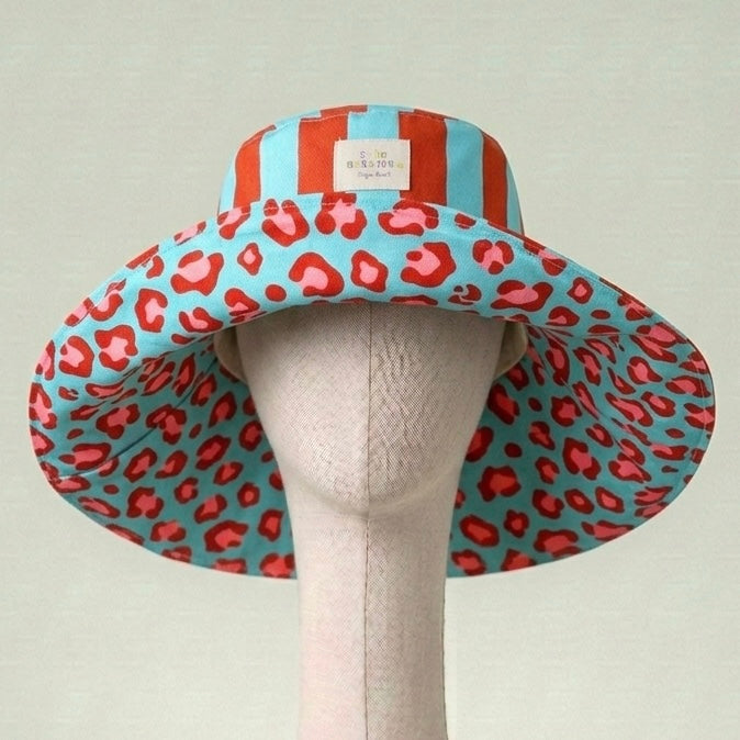 Gorro Reversible LEO celeste-marrón